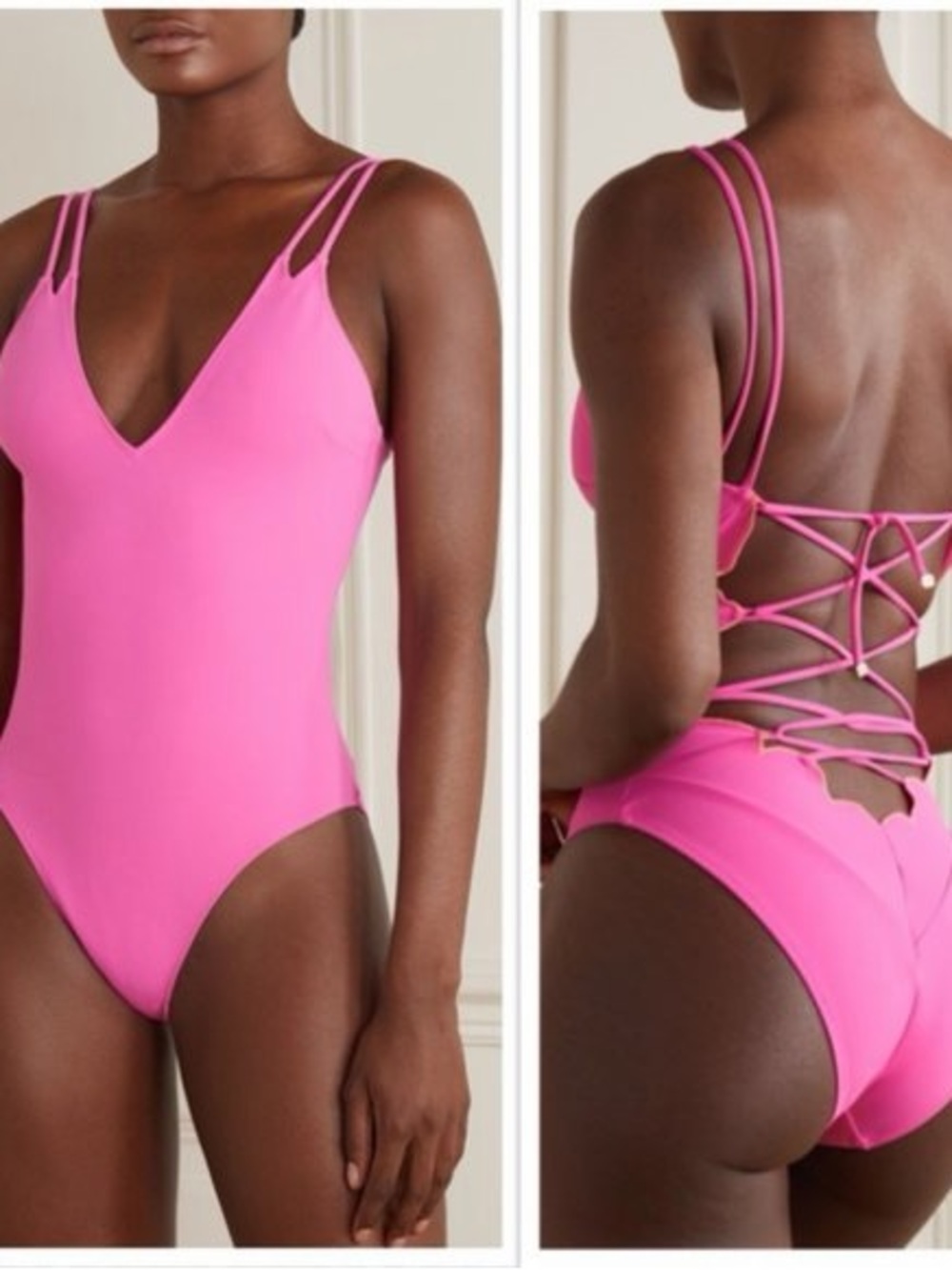 Agent Provocateur Hot Pink Lace-Up Back One-Piece Swimsuit